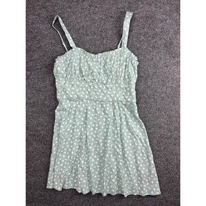 Trixxi Dress Juniors Large Green Floral Sweetheart Sundress Summer Casual